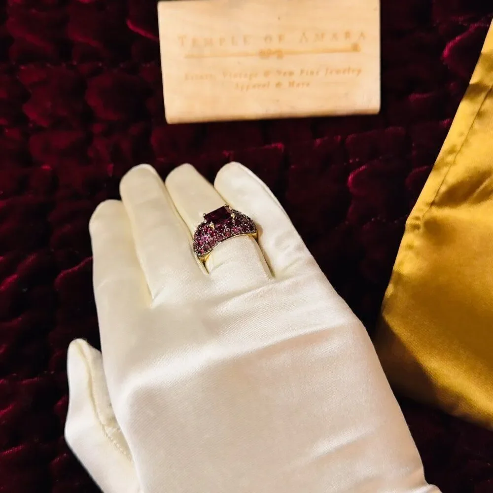10K Gold -Natural Indian Garnet Cluster Ring - Size 6 -4.5CTTW Garnet Ring -4.4g